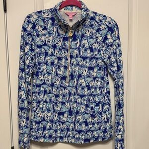Lilly Pulitzer Vibrant Blue and White Zip Pullover
